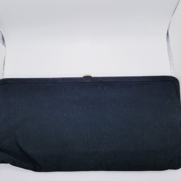 60s Vintage Extra Long Black Gaberdine Clutch - Picture 3 of 5
